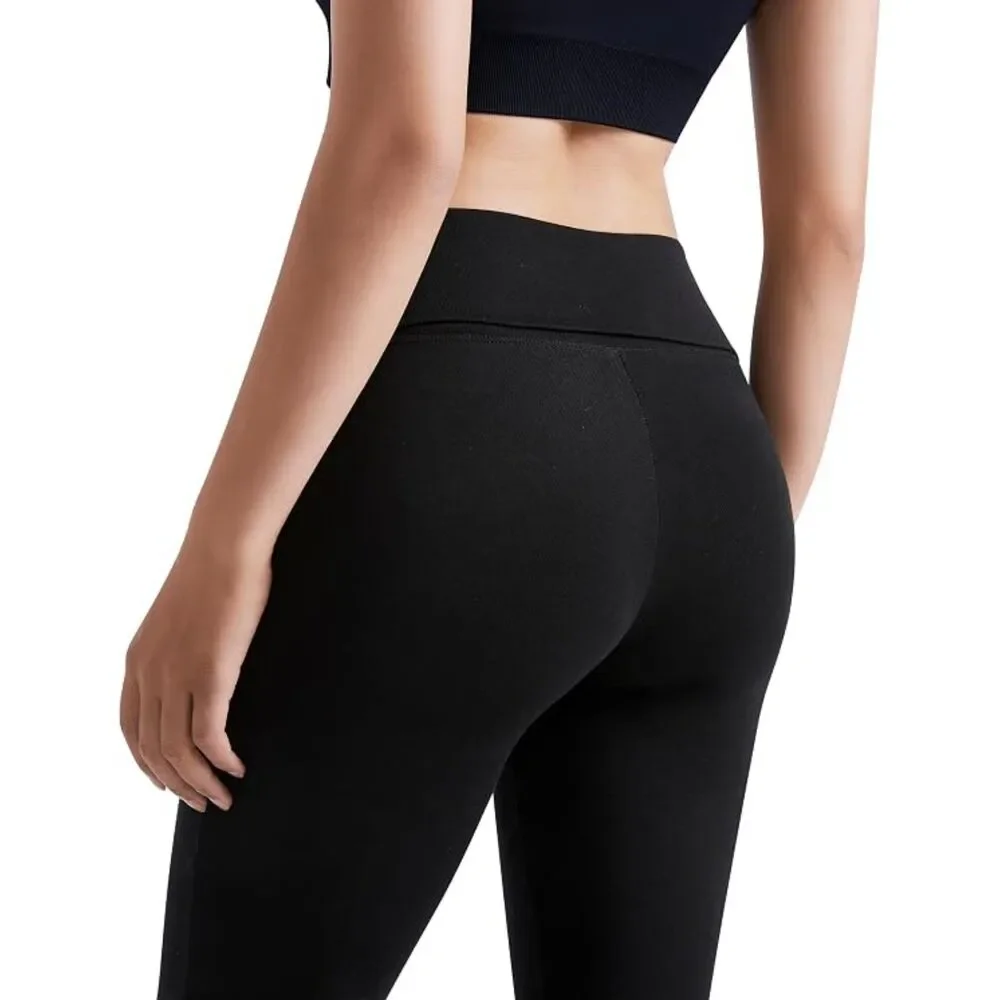 MOOSLOVER Black Foldover Flare Leggings | Y2K Low Rise Bootcut Yoga Pants